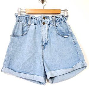 Forever 21 Contemporary Size M Denim Shorts Blue Button Fly High Waisted Cuffed